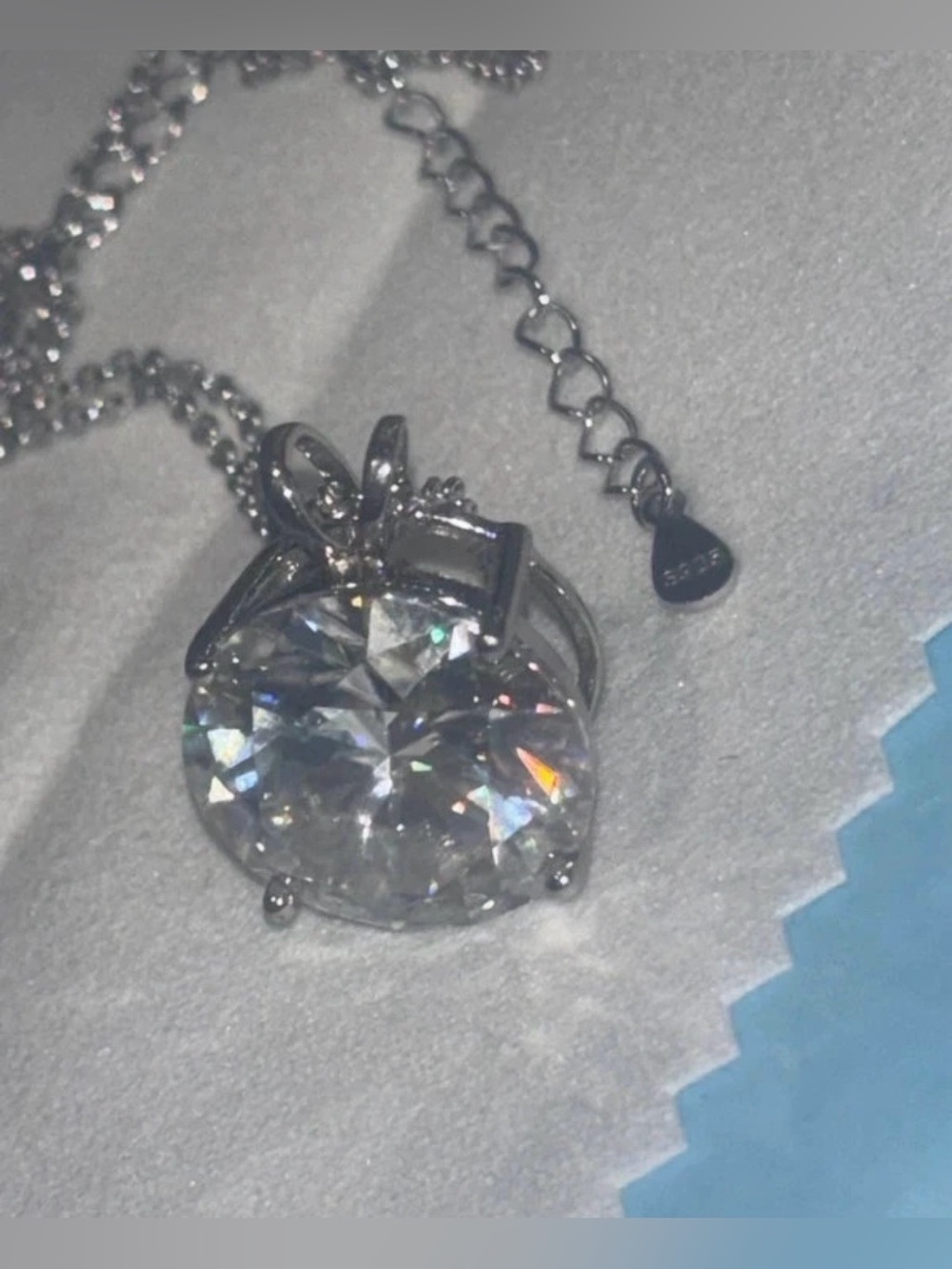 12 CTW Moissanite Solitaire Pendant Necklace S925 Sterling Silver